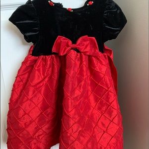 Red and black velvet infant/toddler dress